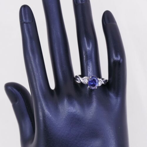Sz 9, Sterling Silver handmade Ring, Silver Ring W/ amethyst N Cz stamped 925