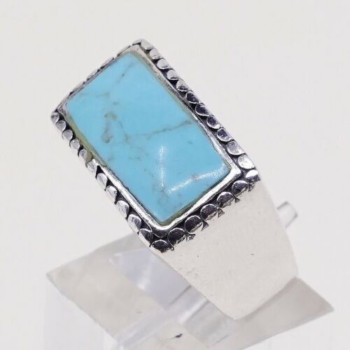 Sz 6.25, Vintage Handmade Sterling 925 Silver W/ Turquoise Ring, Southwestern