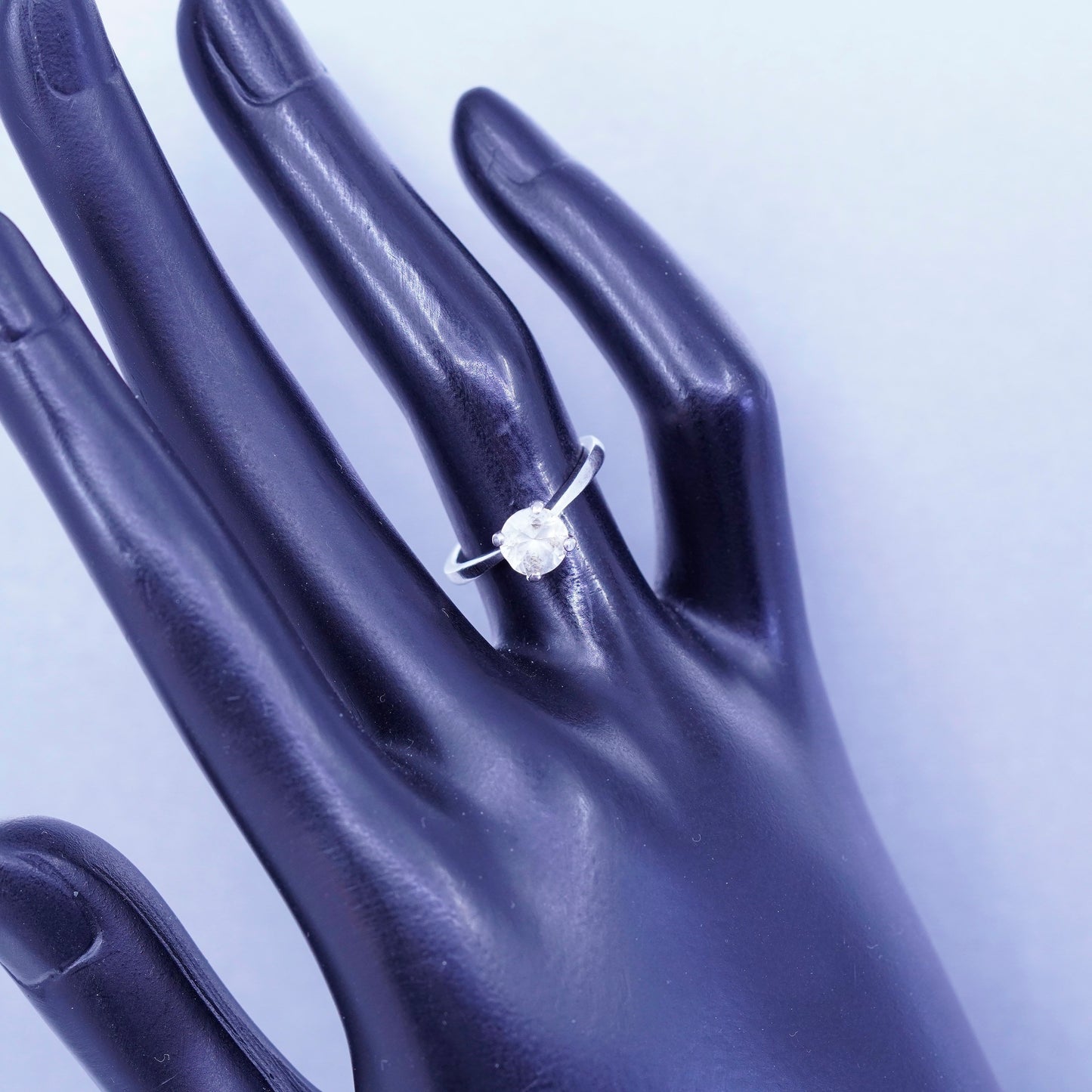 Size 5, vintage Avon Sterling 925 silver handmade engagement ring with Cz