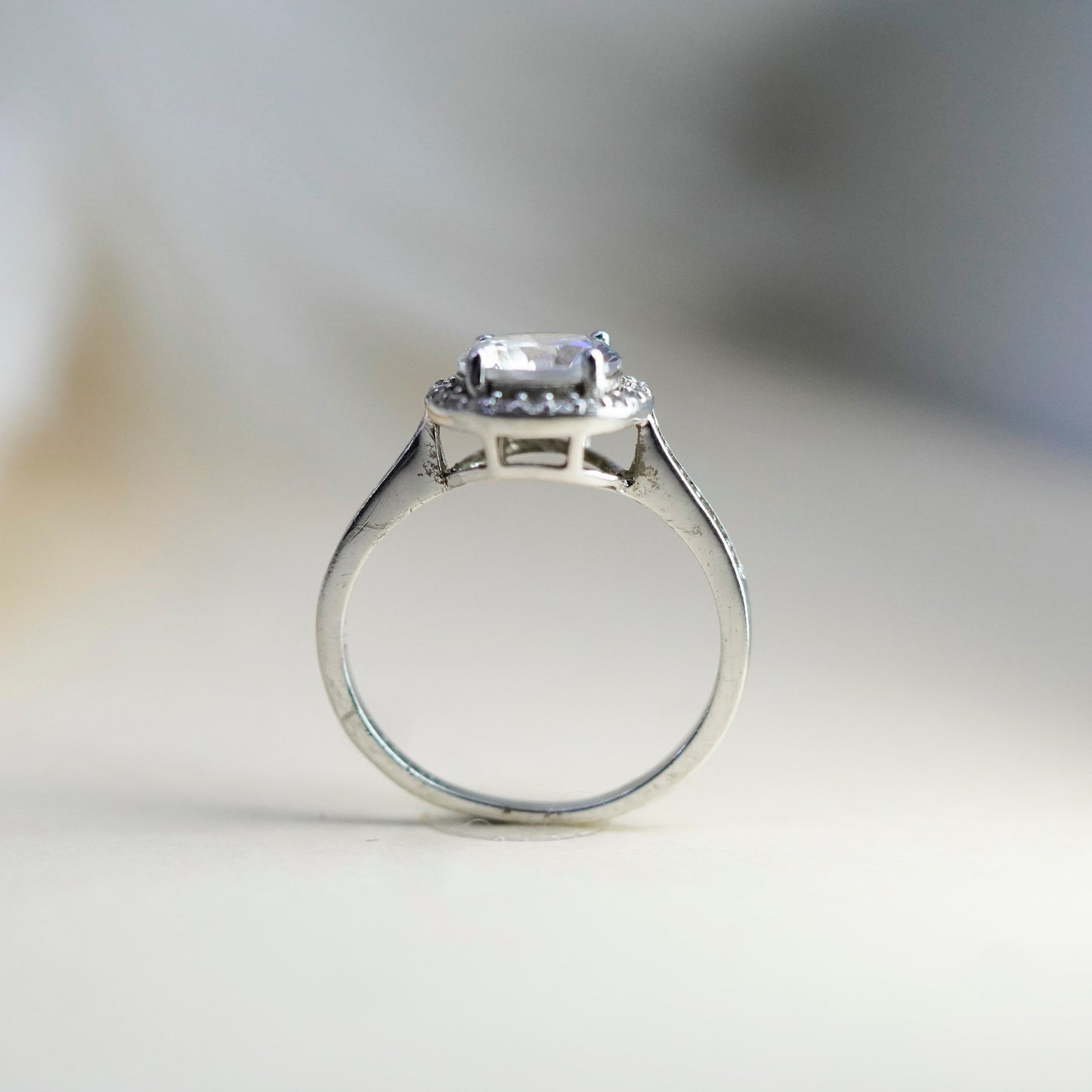 Size 7, vintage jewelry, sterling 925 silver cluster crystal engagement ring