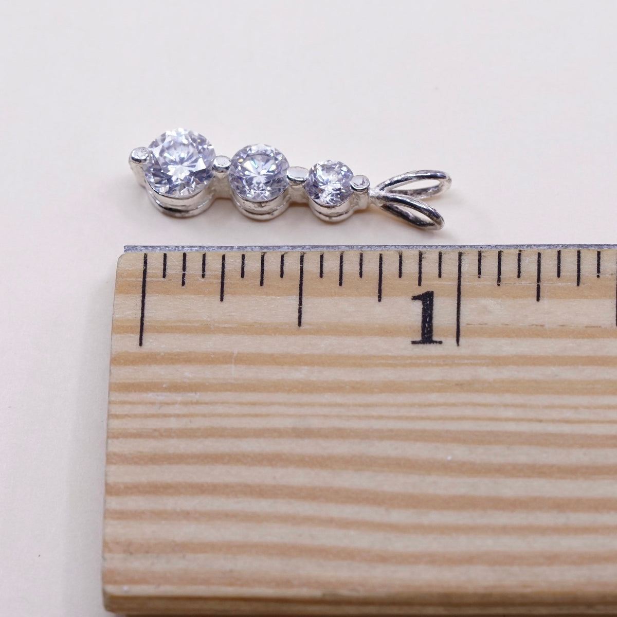 Vintage sterling silver cz crystal pendant, 925 pendant