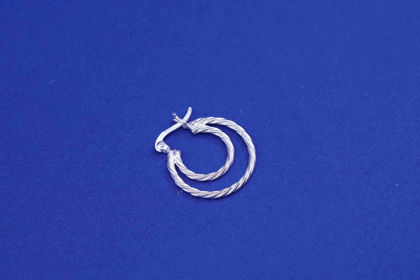 0.75”, vintage Sterling silver handmade hoop earrings, Modern 925 huggie