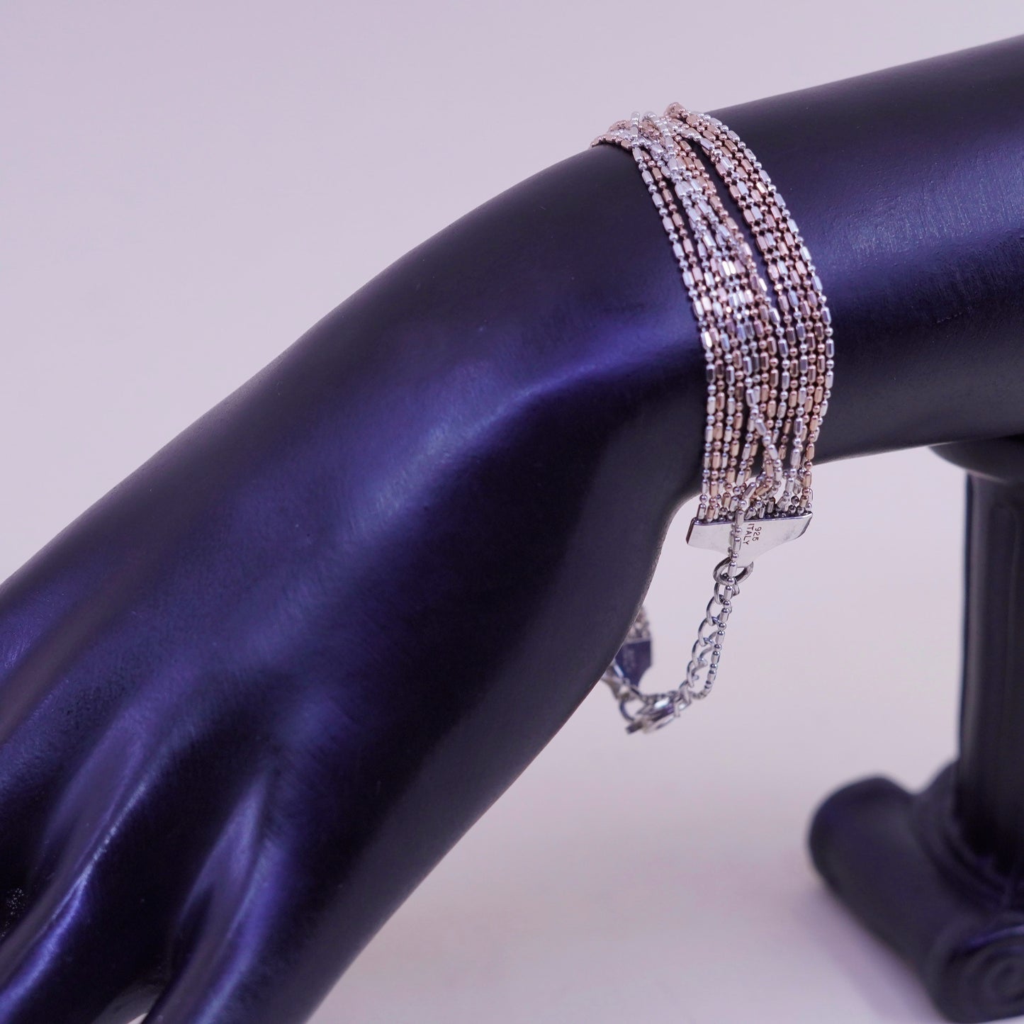 6.75+1”, Dyadema multi strands sterling silver bracelet, 925 bead multi strands