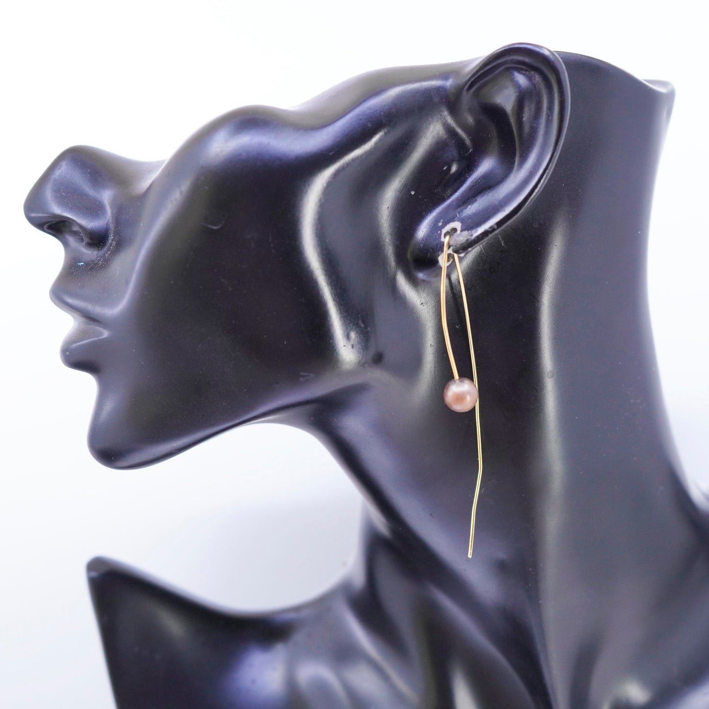 vermeil gold over Sterling 925 silver handmade earrings with freshwater pearl