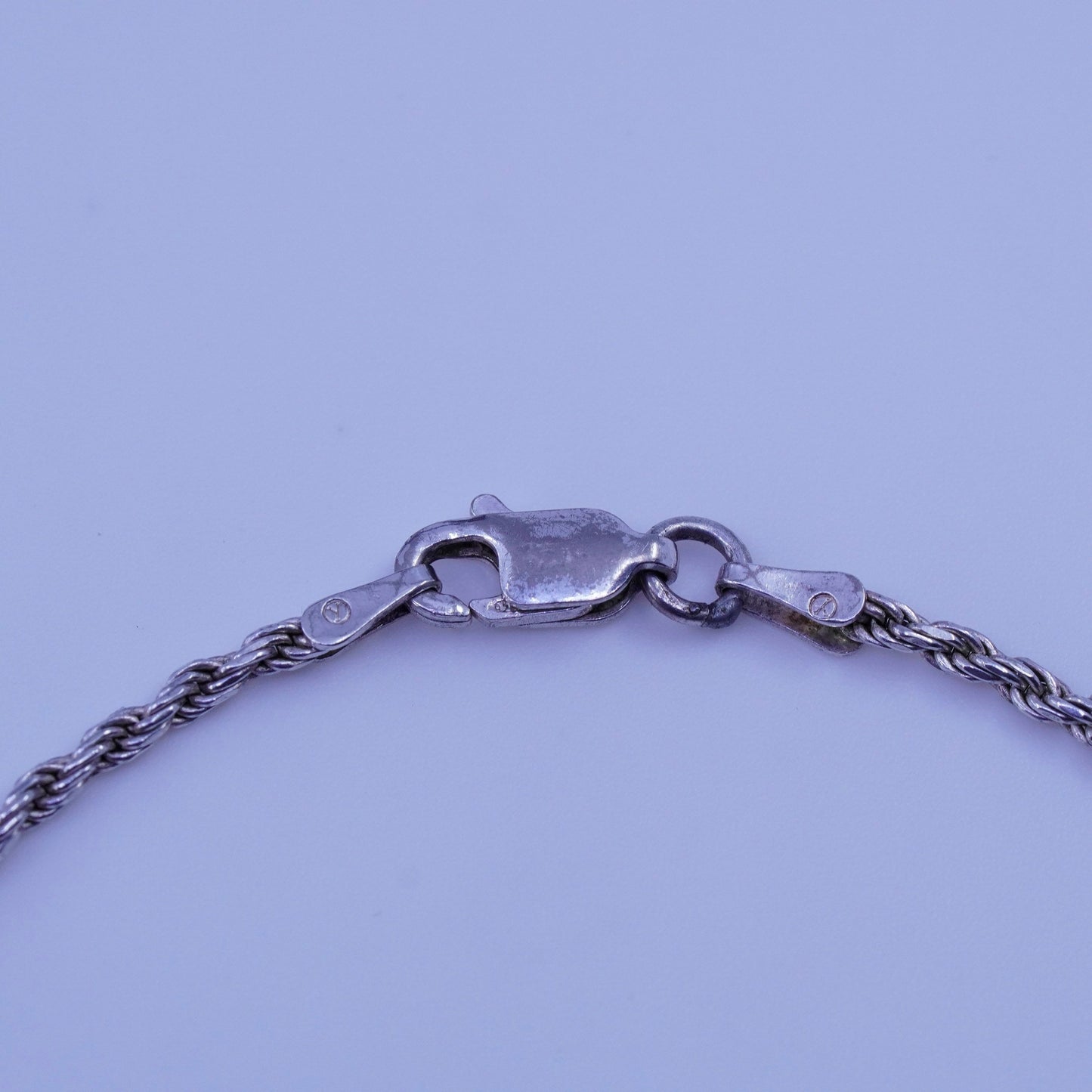 7”, 2mm, Vintage Italy Sterling 925 silver handmade bracelet, rope chain