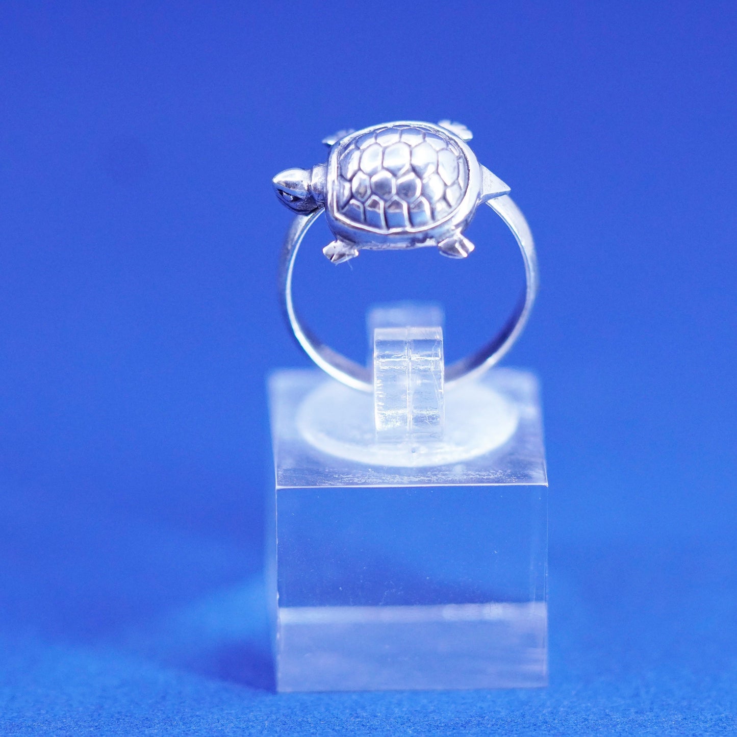 Size 5.25, vintage Sterling silver handmade ring, 925 turtle ring