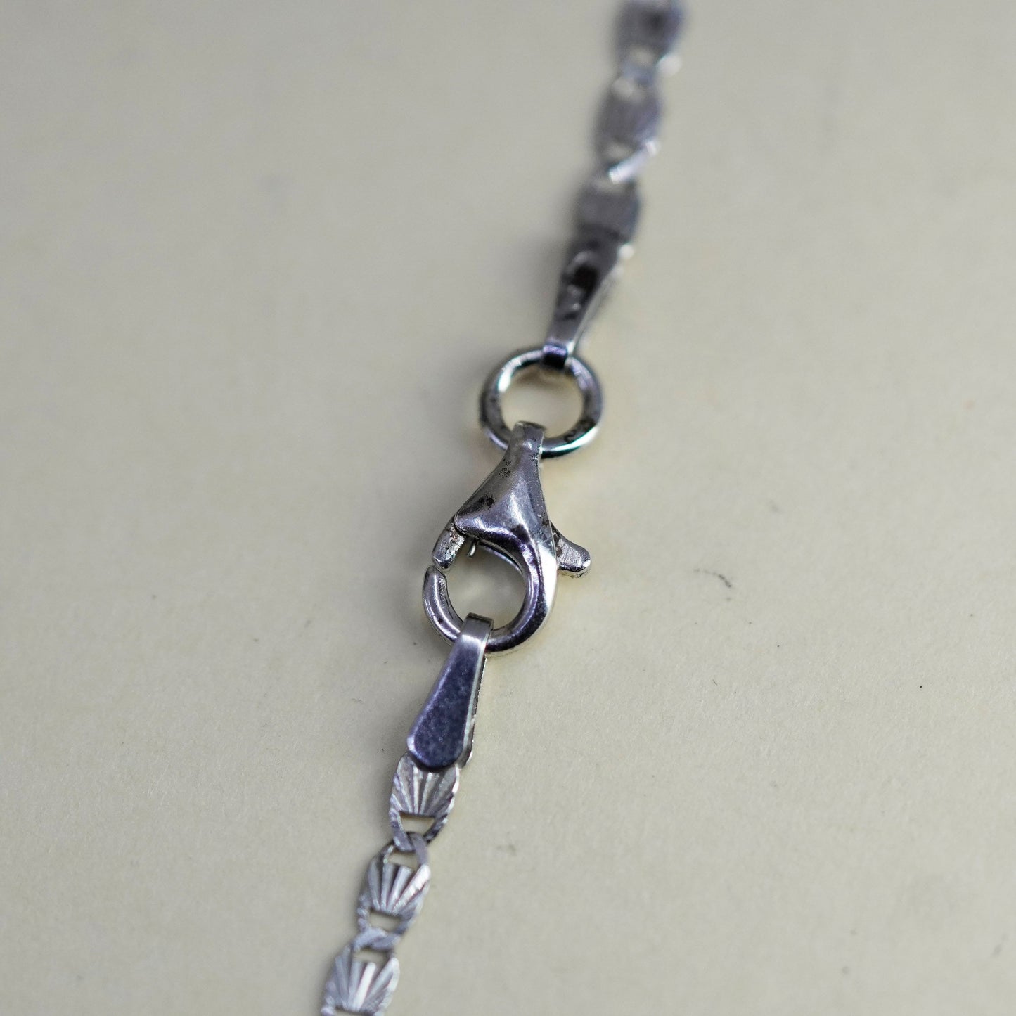 20”, 2mm, vintage Sterling silver necklace, 925 shell shaped link chain