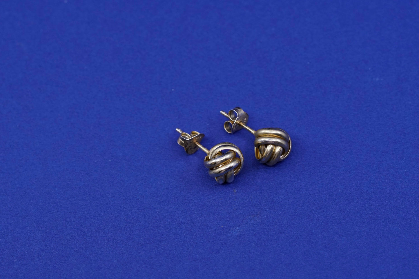 Vintage vermeil gold over Sterling silver handmade earrings, 925 entwined studs