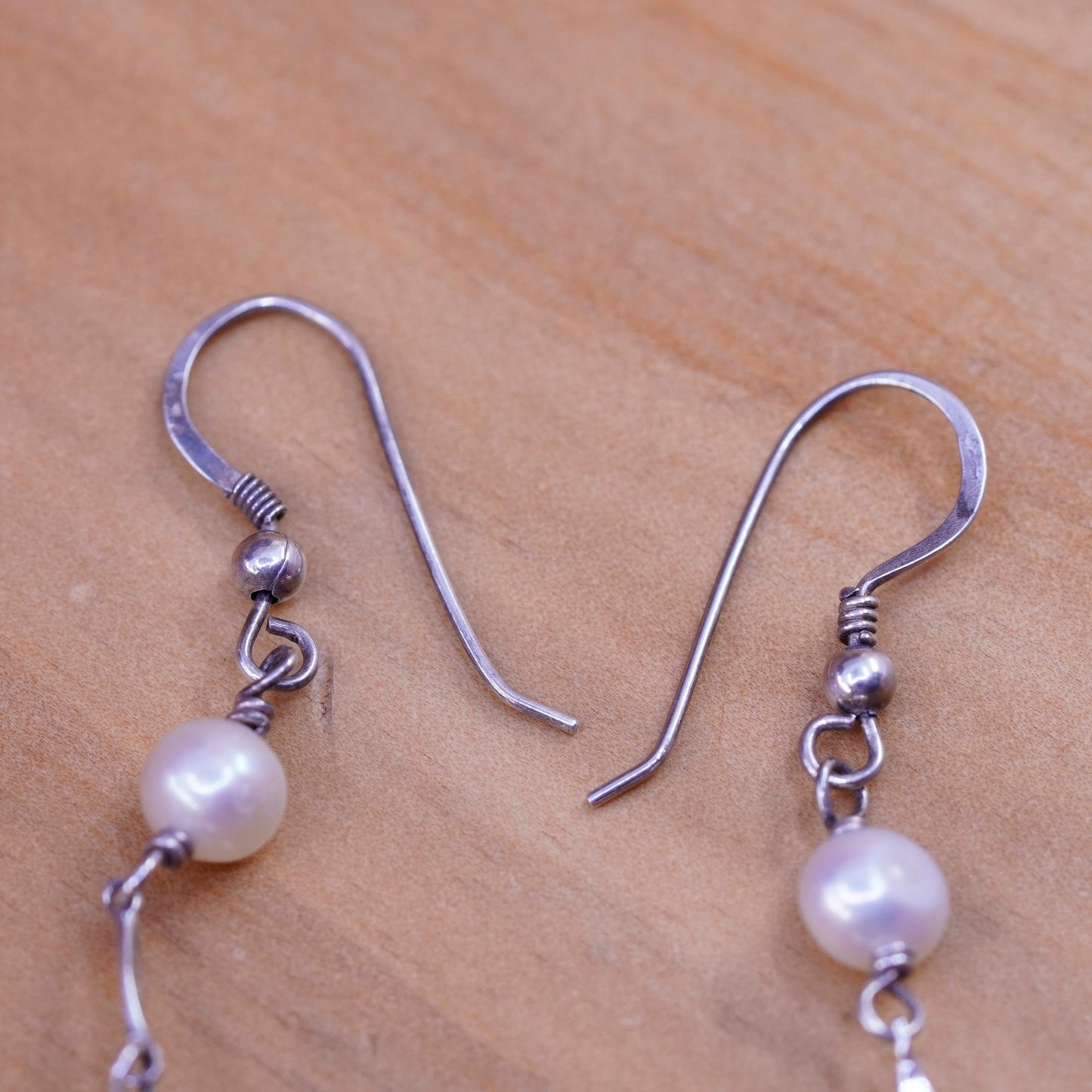 Vintage Sterling 925 silver handmade earrings with pearl