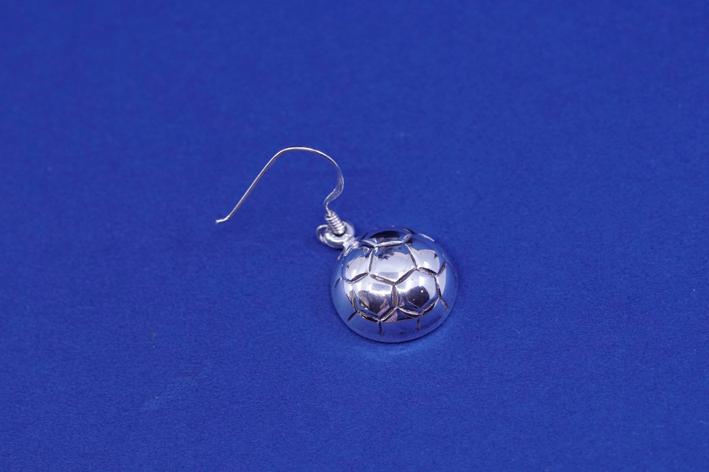 Vintage sterling silver handmade earrings, 925 football soccer dangle