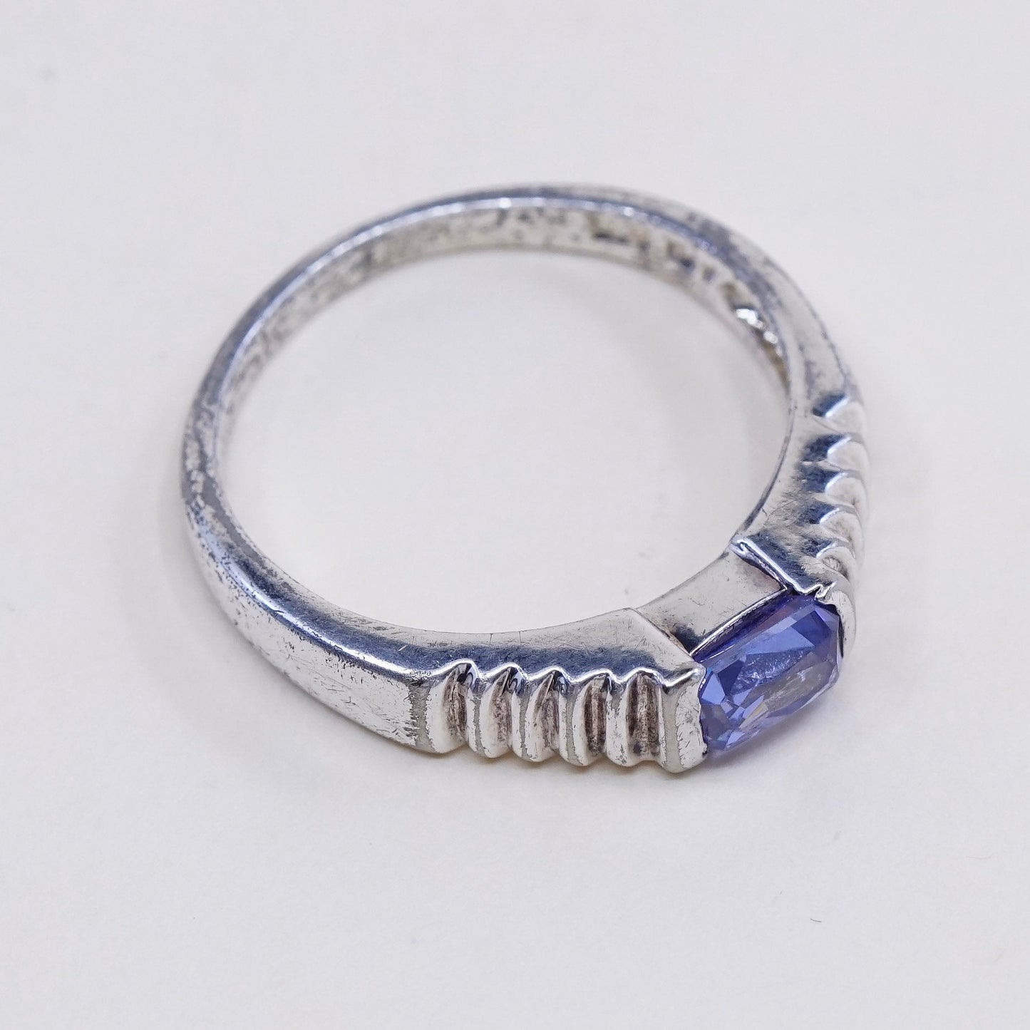 Size 8, vintage Sterling silver handmade cocktail ring, 925 with amethyst