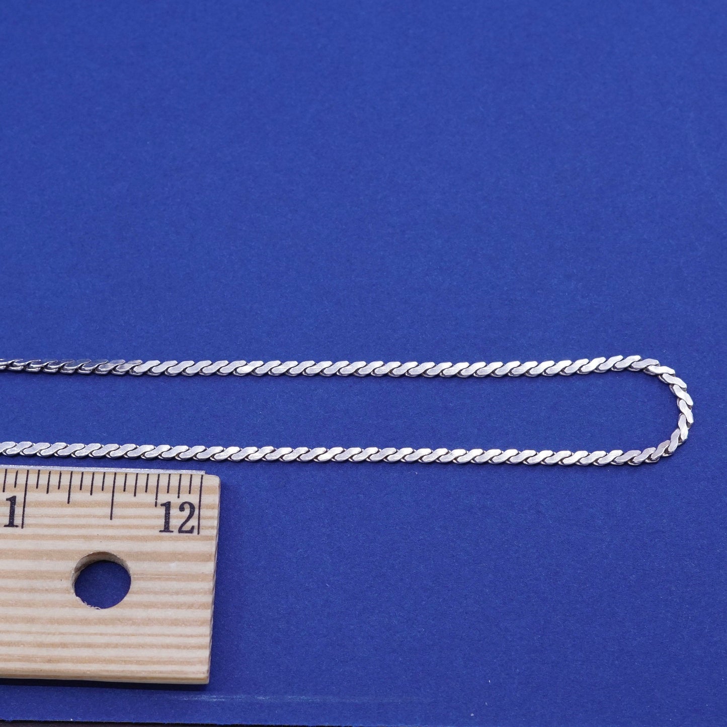 30”, 2mm, vintage Sterling silver handmade necklace, 925 flatten curb chain