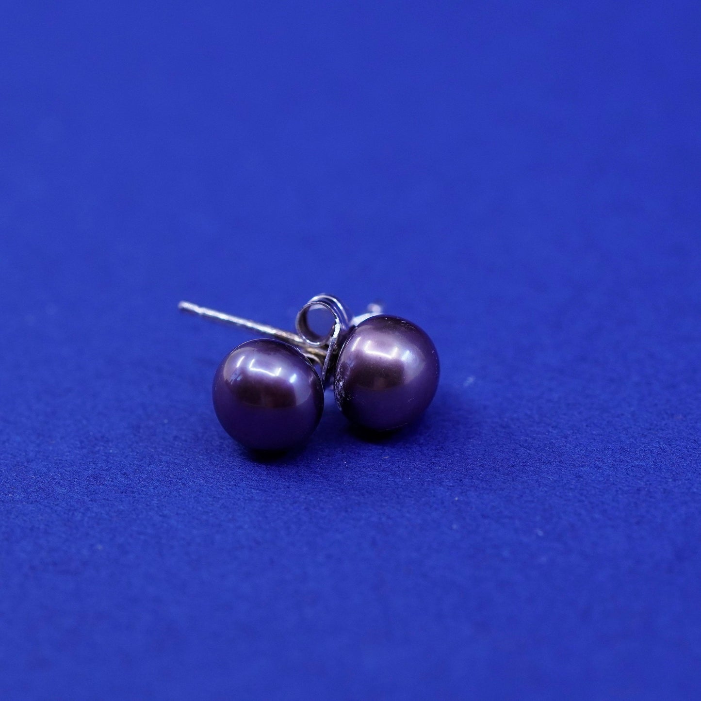 4mm, Sterling 925 silver with black pearl studs earrings