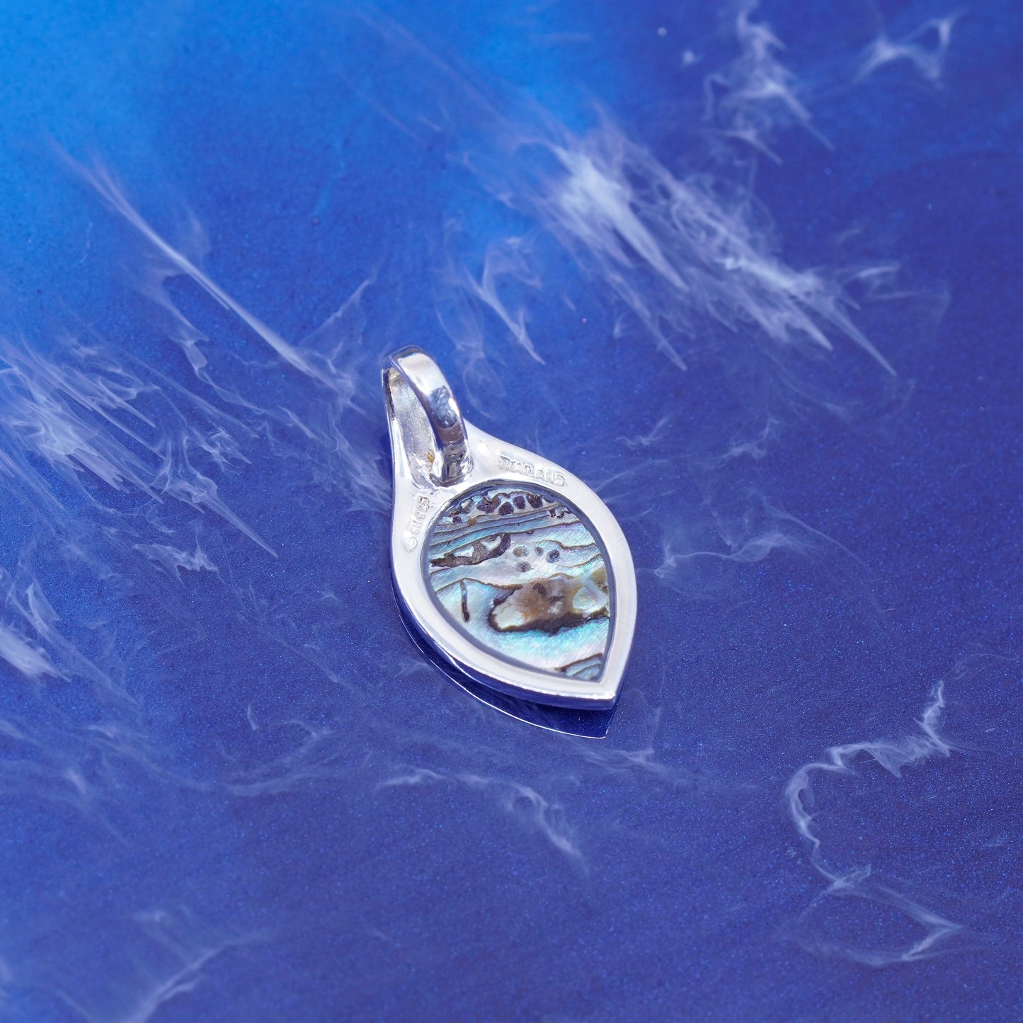 Vintage Sterling 925 silver handmade pendant with abalone