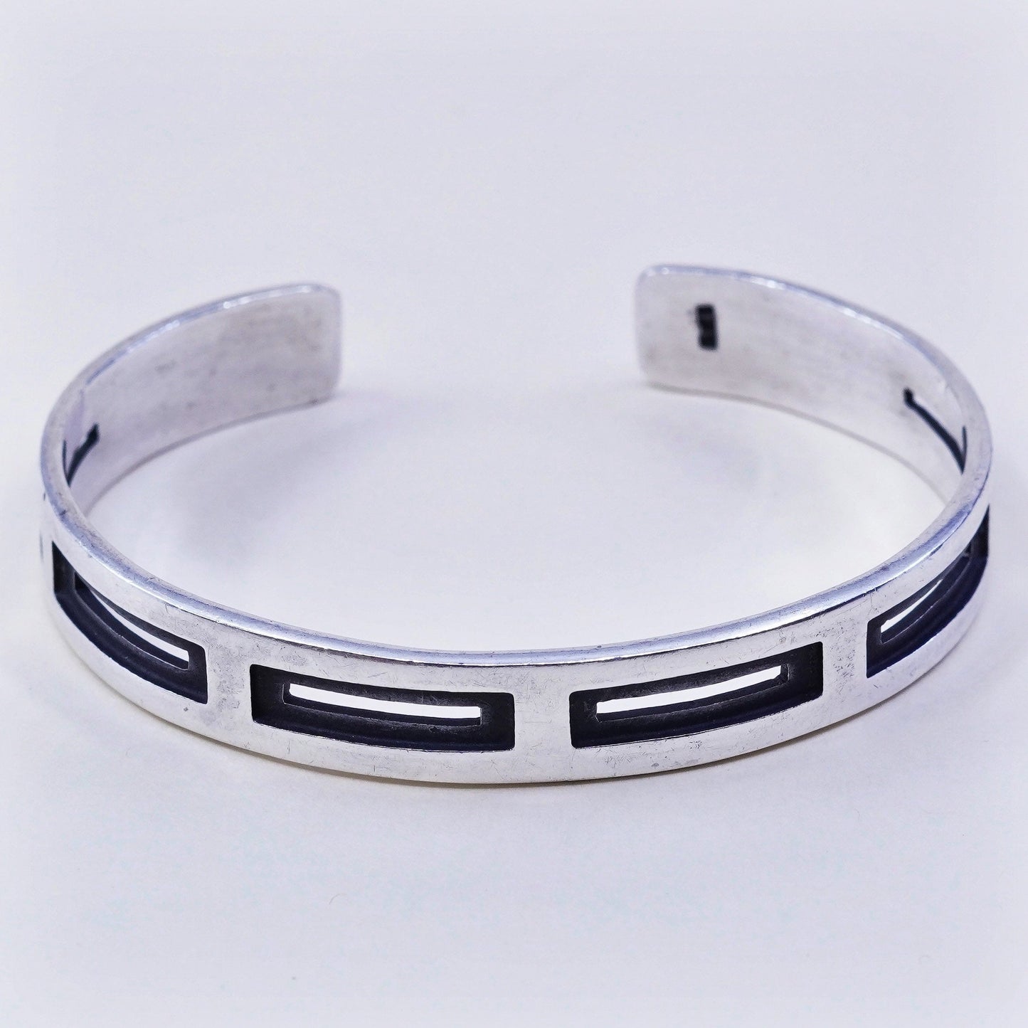 6.75”, vtg sterling silver cuff, handmade 925 bracelet, Modern polished cuff