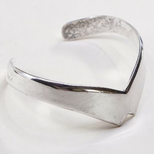 6.25”, Vtg Sterling Silver Handmade Collar Cuff Meixco 925 Bracelet, TO-01