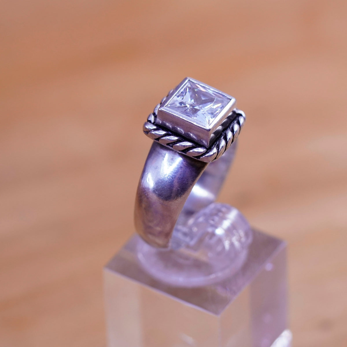 Size 8, R0836. Cubic Zirconia CZ Braided Ring by Silpada, sterling 925 Silver