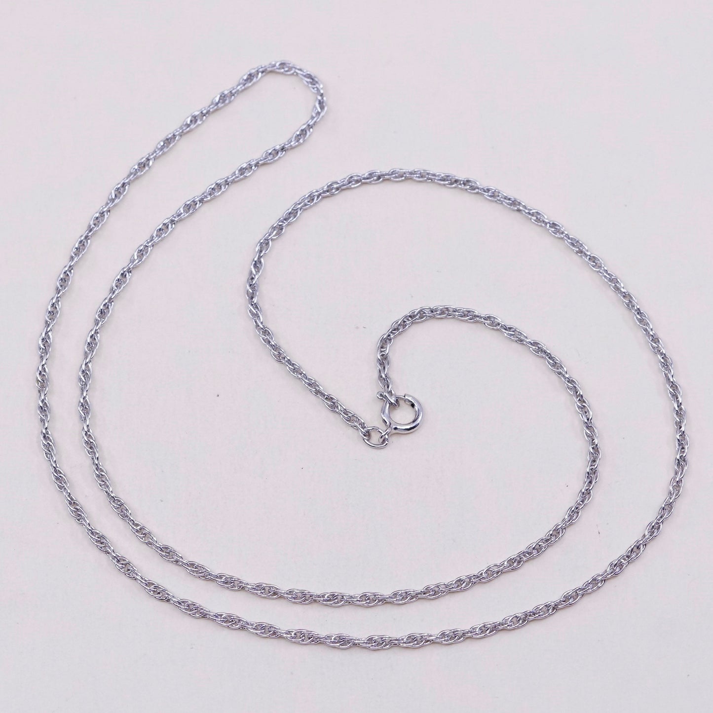 20” 1.6mm, vintage sterling silver necklace, 925 Singapore rope chain