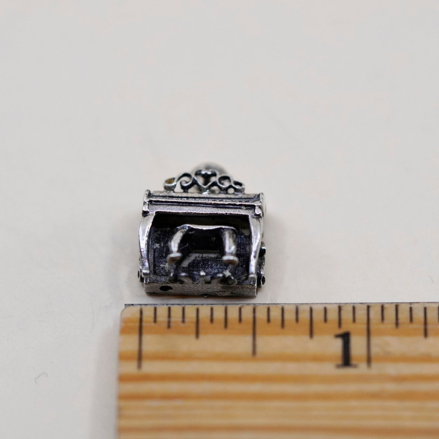 Vintage Sterling silver handmade pendant, 925 piano charm
