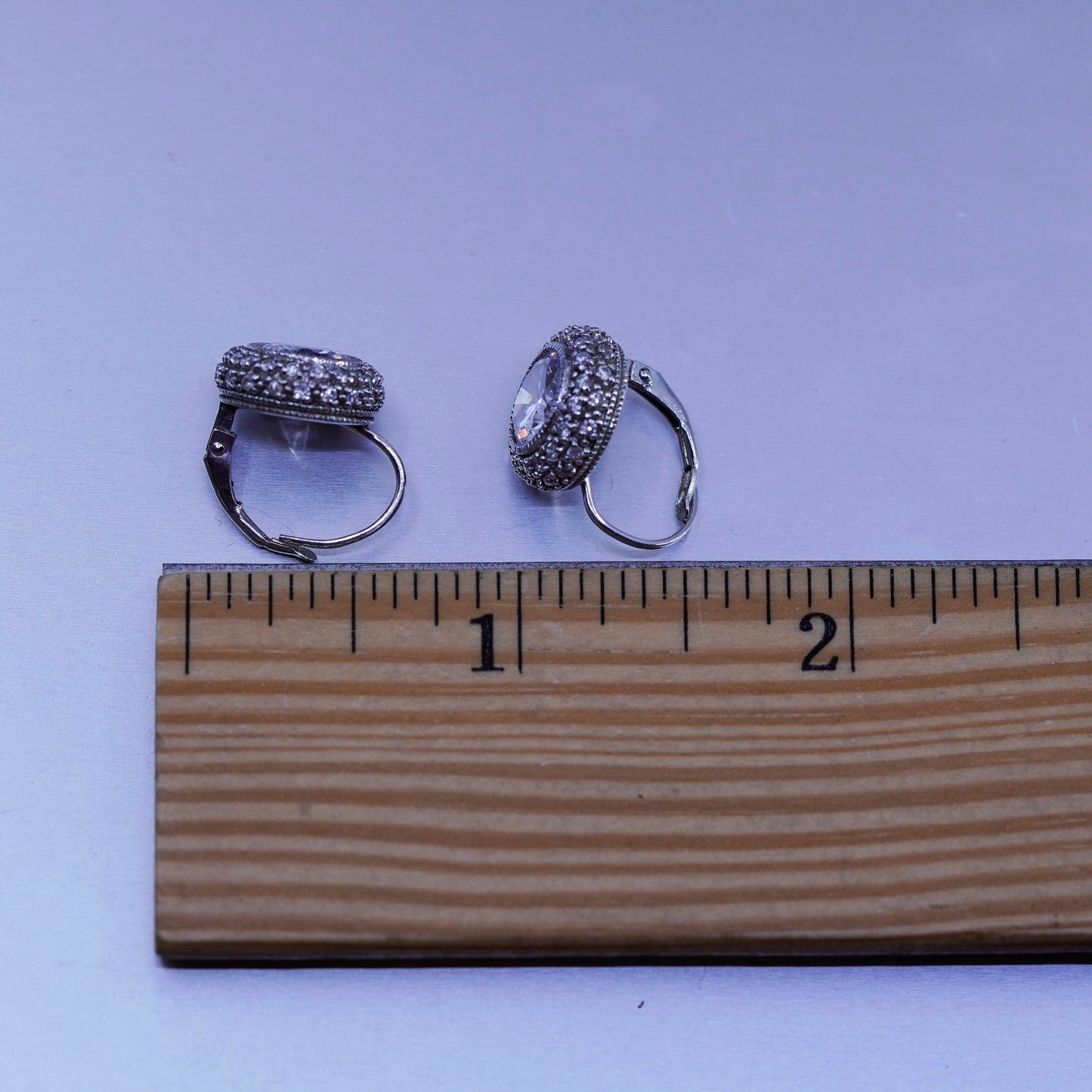 Vintage Sterling 925 silver earrings with cluster circle Cz