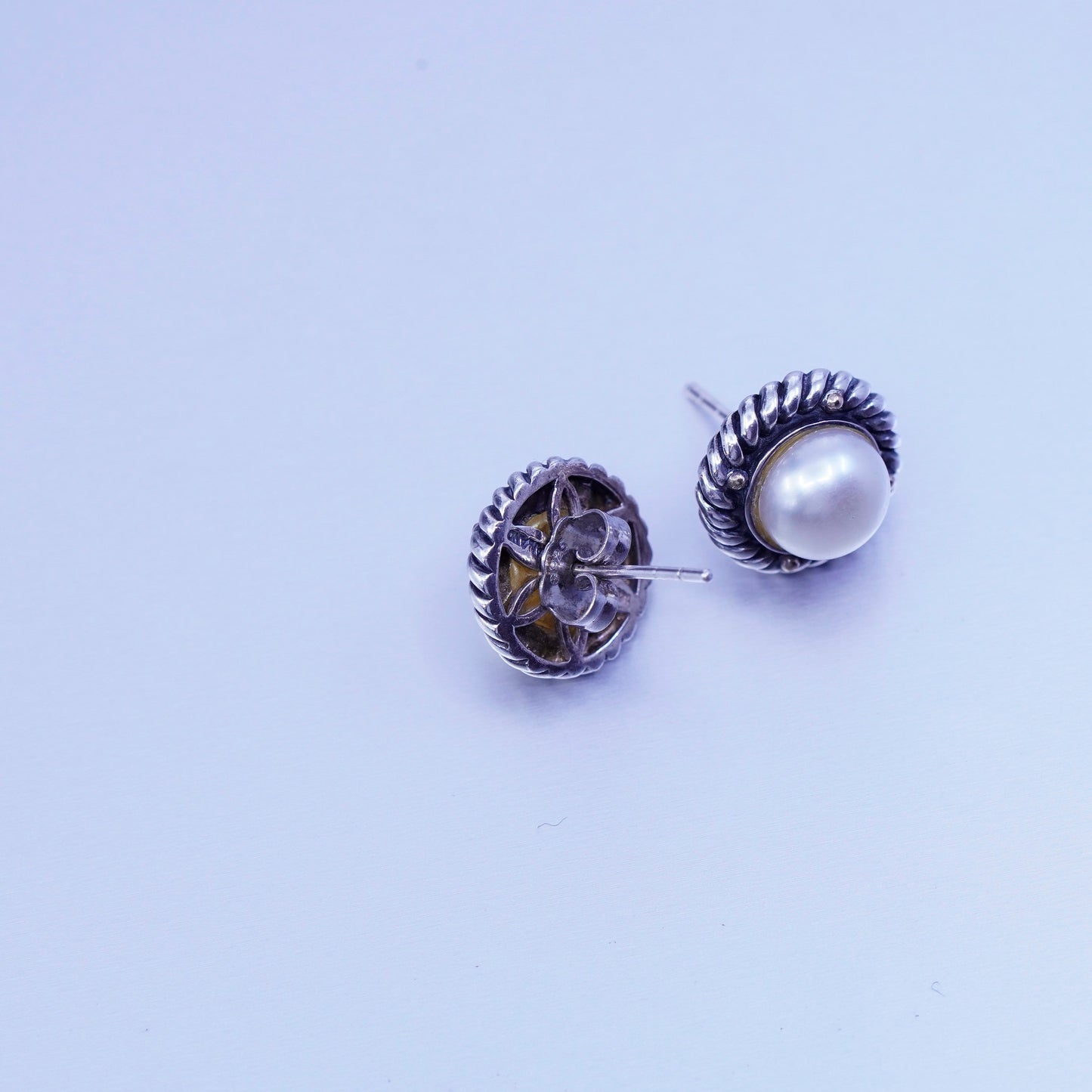 designer ATR 14K beads with Sterling 925 silver handmade earrings, pearl studs