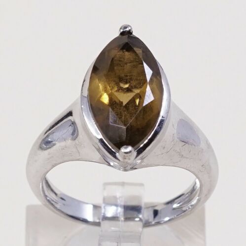 Sz 7.25, Vintage Sterling Silver handmade Ring, 925 Silver Cocktail W/ citrine