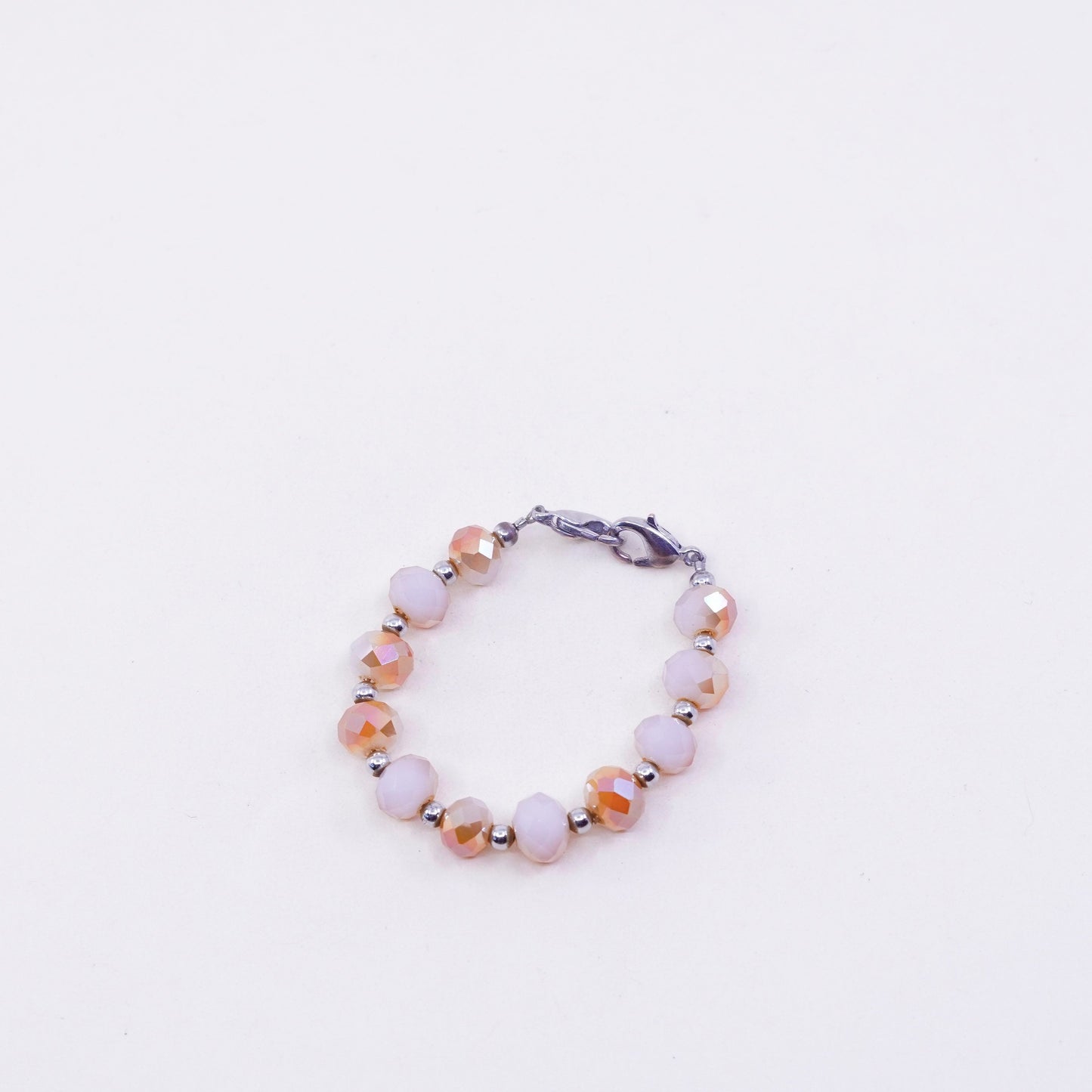 Vintage keychain keyring with orange Crystal beads