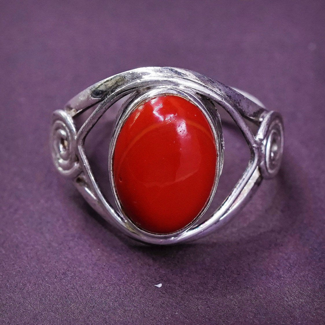 sz 7.75, Sterling silver handmade ring w/ onyx, Native American 925 band