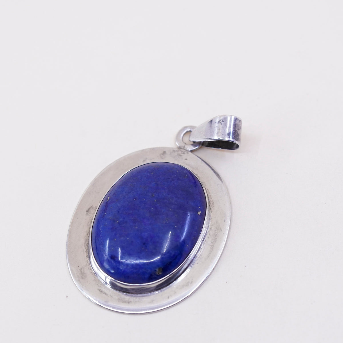 Vintage Sterling silver handmade pendant, mexico 925 with oval lapis lazuli