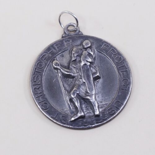 Hayward Sterling Silver handmade Pendant 925 Tag W/ Saint Christopher Protect Us