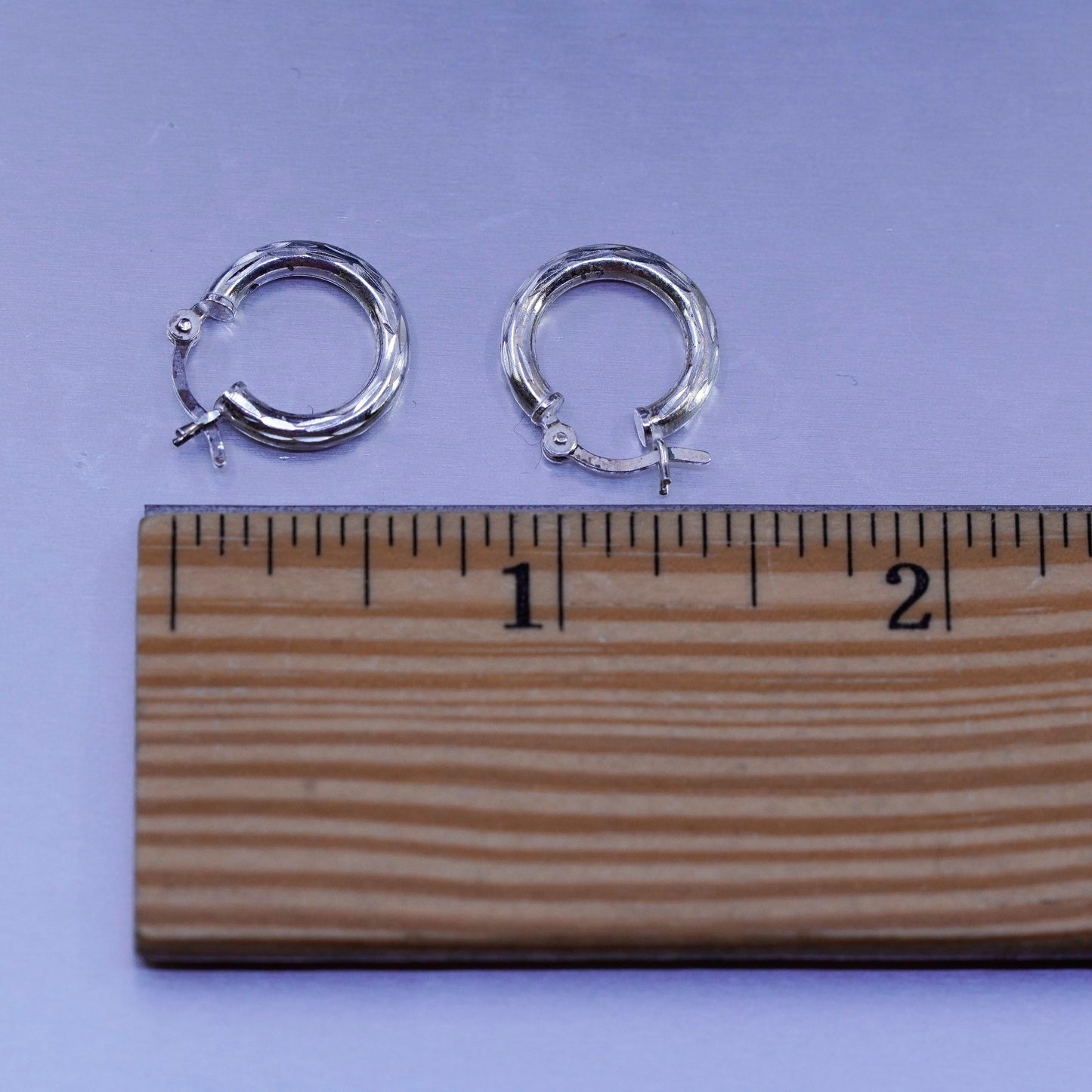 0.5”, vintage Sterling silver handmade earrings, textured 925 hoops