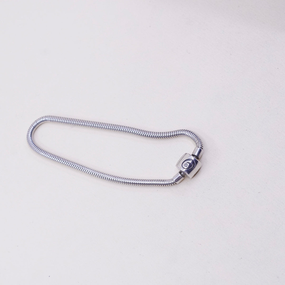 7.25”, 3mm, vintage Italy halia Sterling 925 silver bracelet, bold snake chain