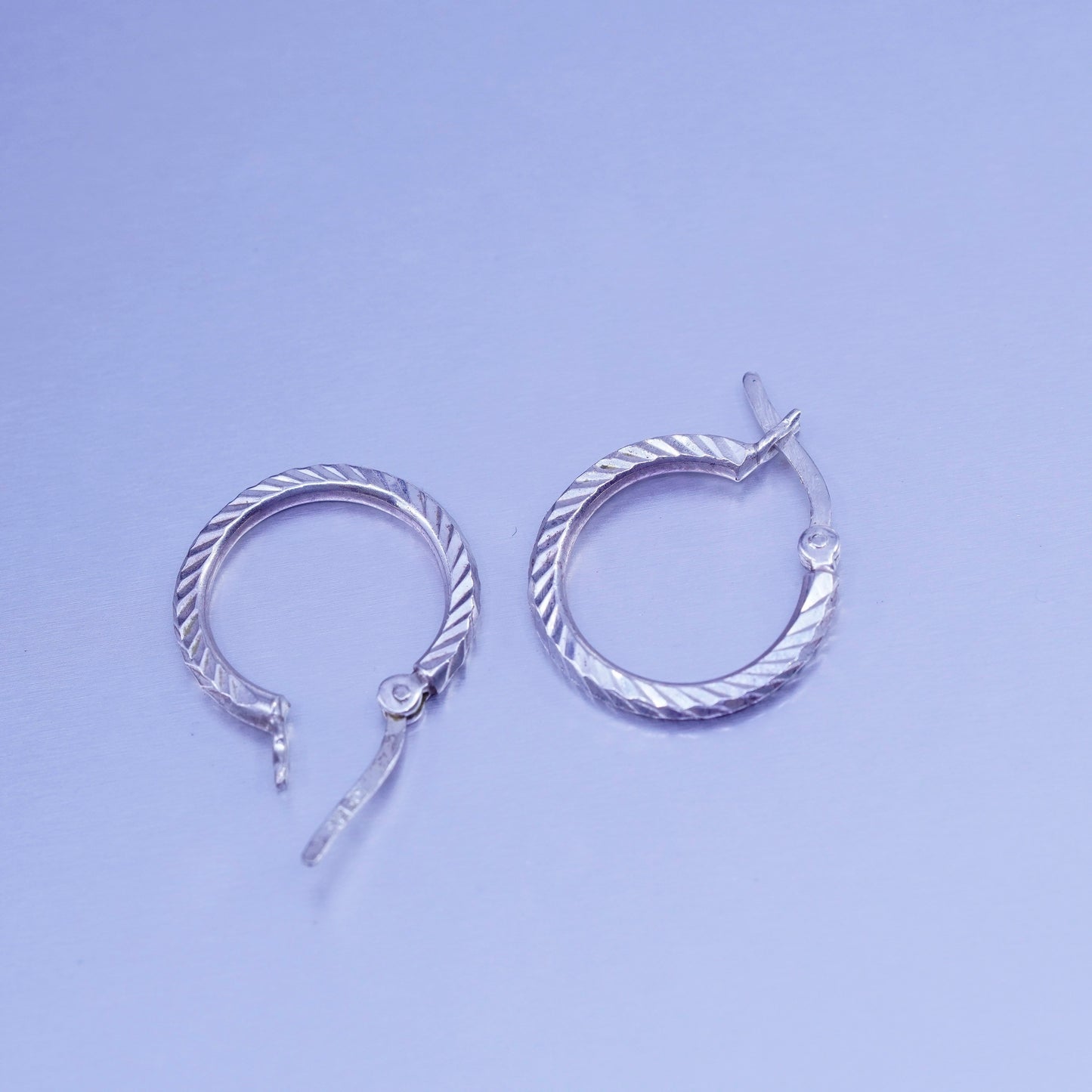 0.75”, vintage Sterling silver handmade earrings, textured 925 hoops