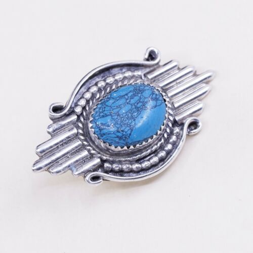 Navajo Jacob Kahe handmade Sterling 925 Silver Ribbed earrings W/ Turquoise