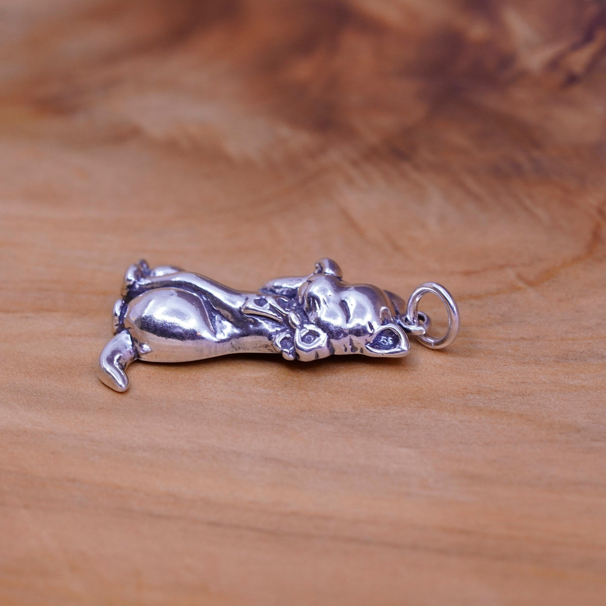 Vintage Sterling silver handmade pendant, 925 cat, kitty pendant