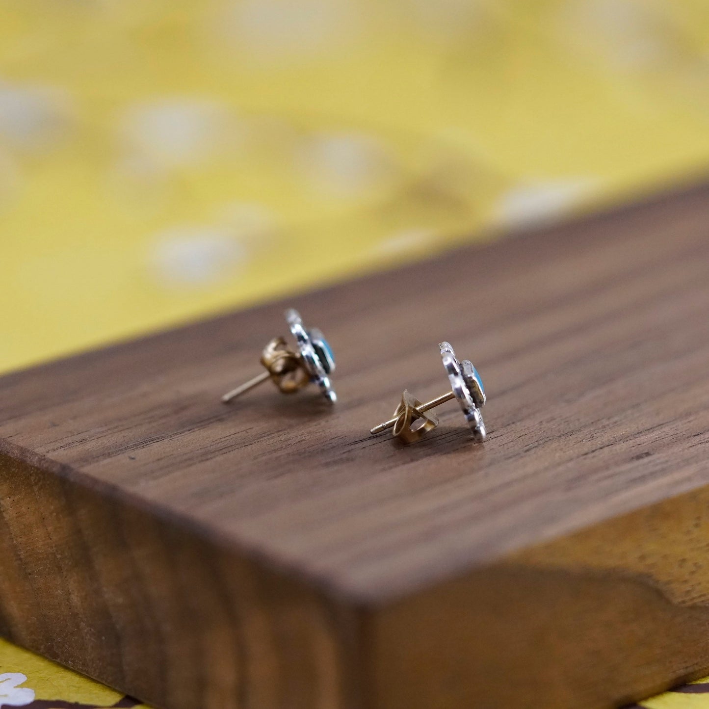 Sterling silver handmade earrings, southwestern 925 studs with turquoise studs