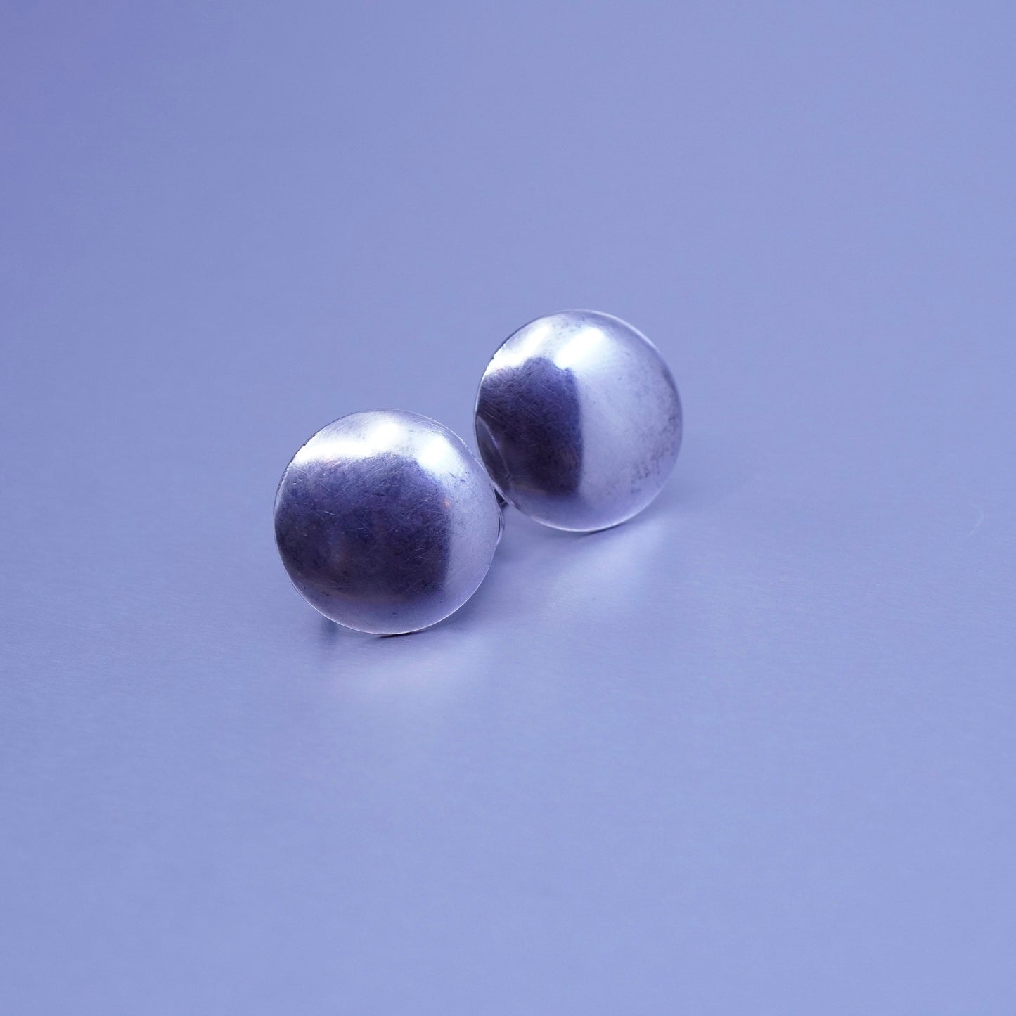 modern Sterling 925 silver handmade earrings, screw back round circle