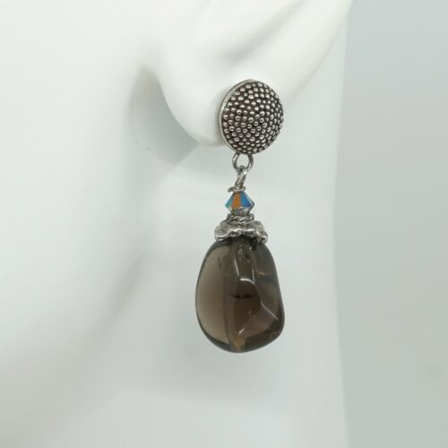 Vtg Sterling silver Handmade earrings w/ topaz Drop Details, Stamped 925