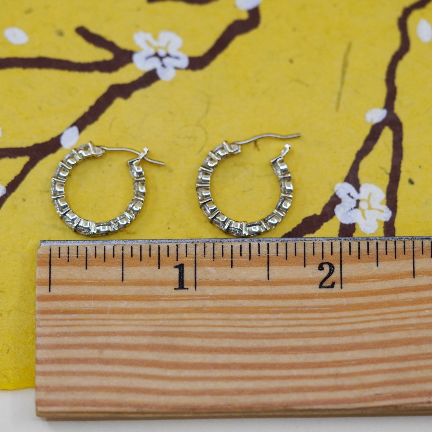 0.5”, vintage vermeil gold over Sterling silver earrings, 925 huggie hoops cz