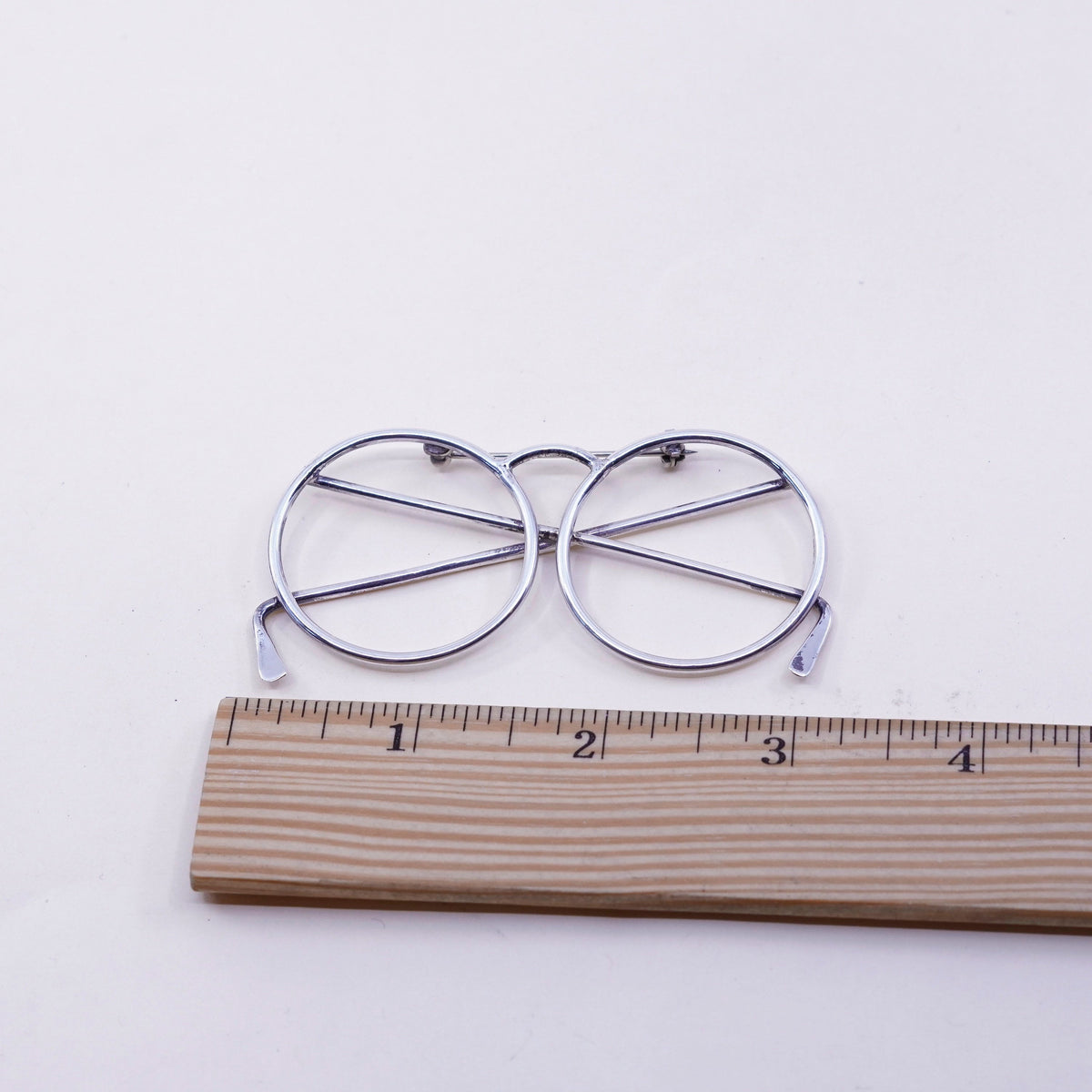 Vintage Sterling silver handmade brooch, 925 sunglasses glass, jewelry