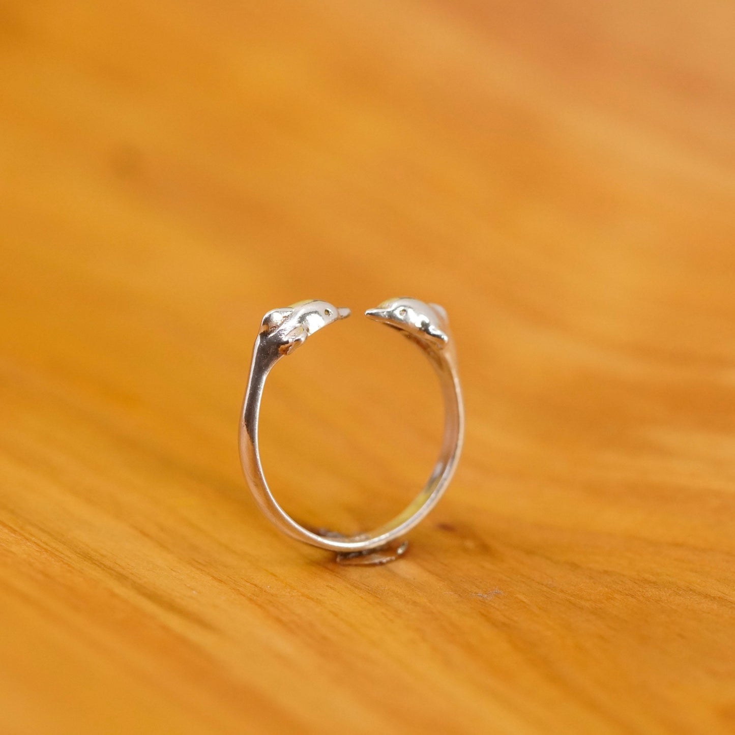 Size adjustable, Sterling silver handmade ring, 925 wrap lover dolphin band