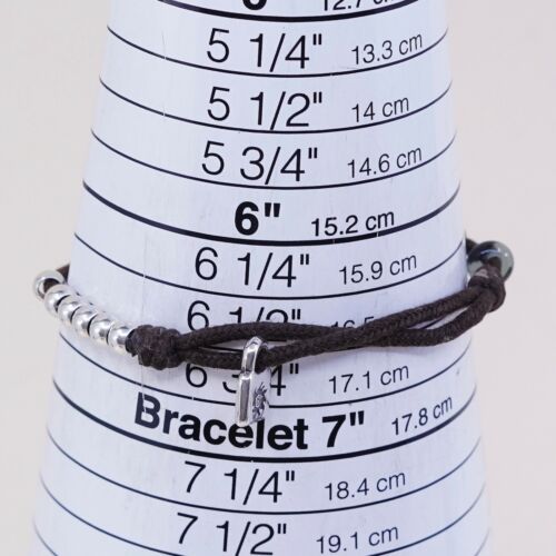 Size Adjustable, Vtg uno de 50 Handmade Bracelet W/ Brown Thread N Moon Charm