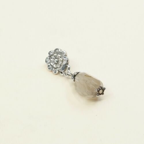 Estate find VINTAGE STERLING 925 SILVER Flower Rutilated Quartz Nugget EARRINGS