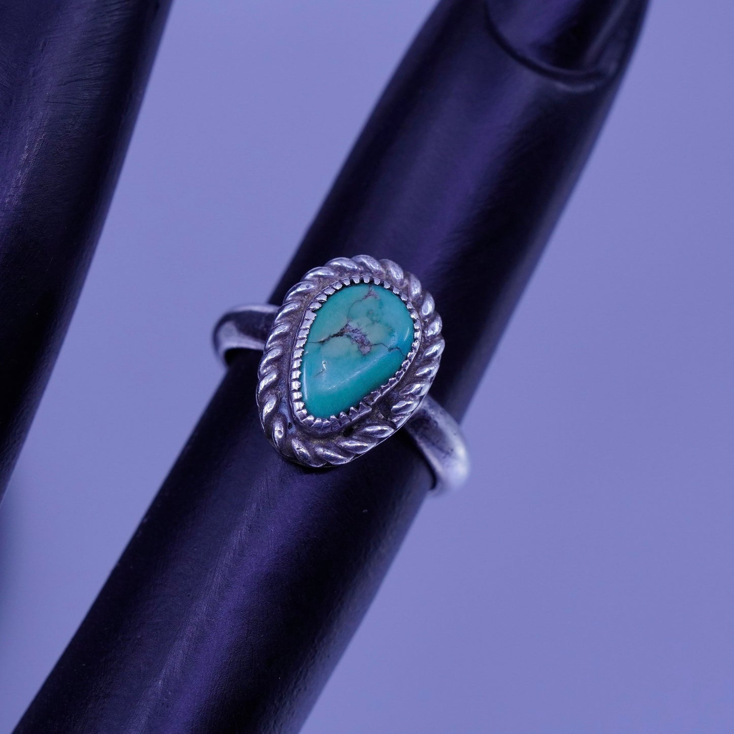 Size 3, Native American navajo Sterling 925 silver handmade ring with turquoise