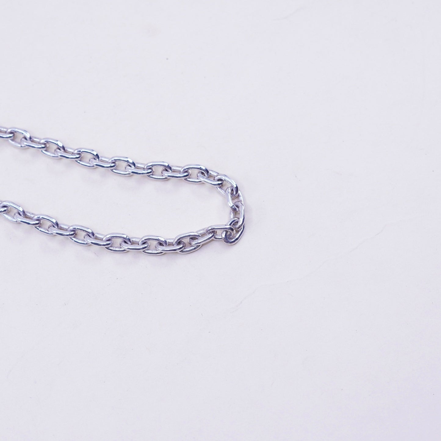 7.25”, 5mm, Vintage sterling silver handmade bracelet, 925 oval link chain