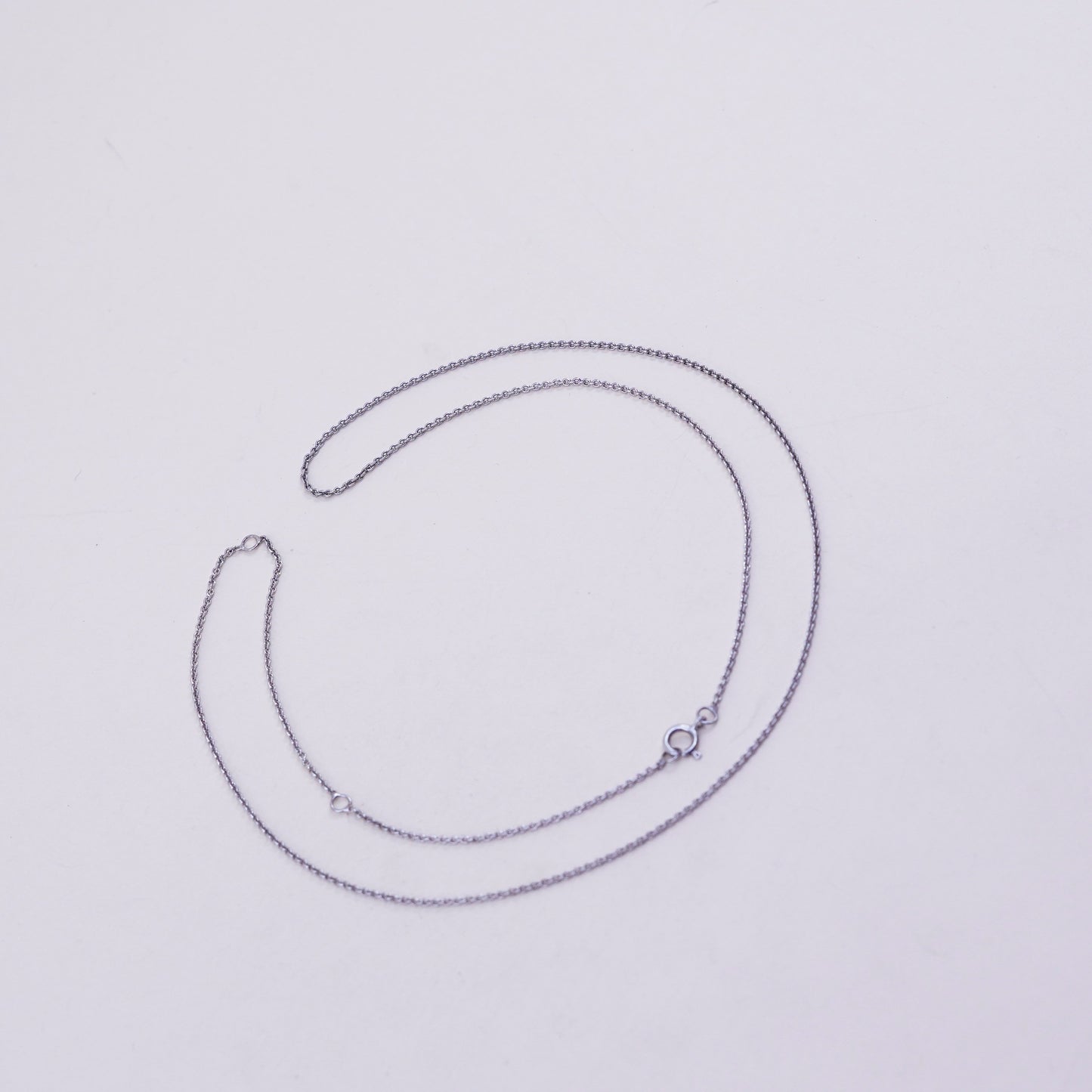 18+2” 1mm, vintage sterling silver necklace, 925 circle chain