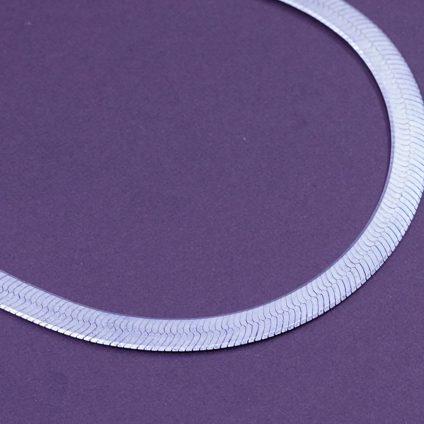 18”, 7mm, vintage Italy Sterling silver herringbone chain, 925 necklace