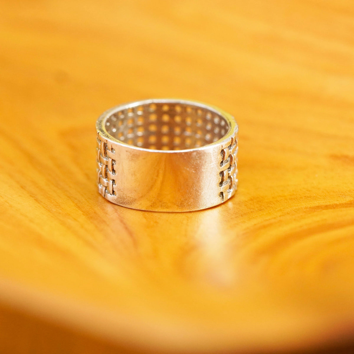 size 8.75, vintage Sterling silver handmade ring, 925 textured band