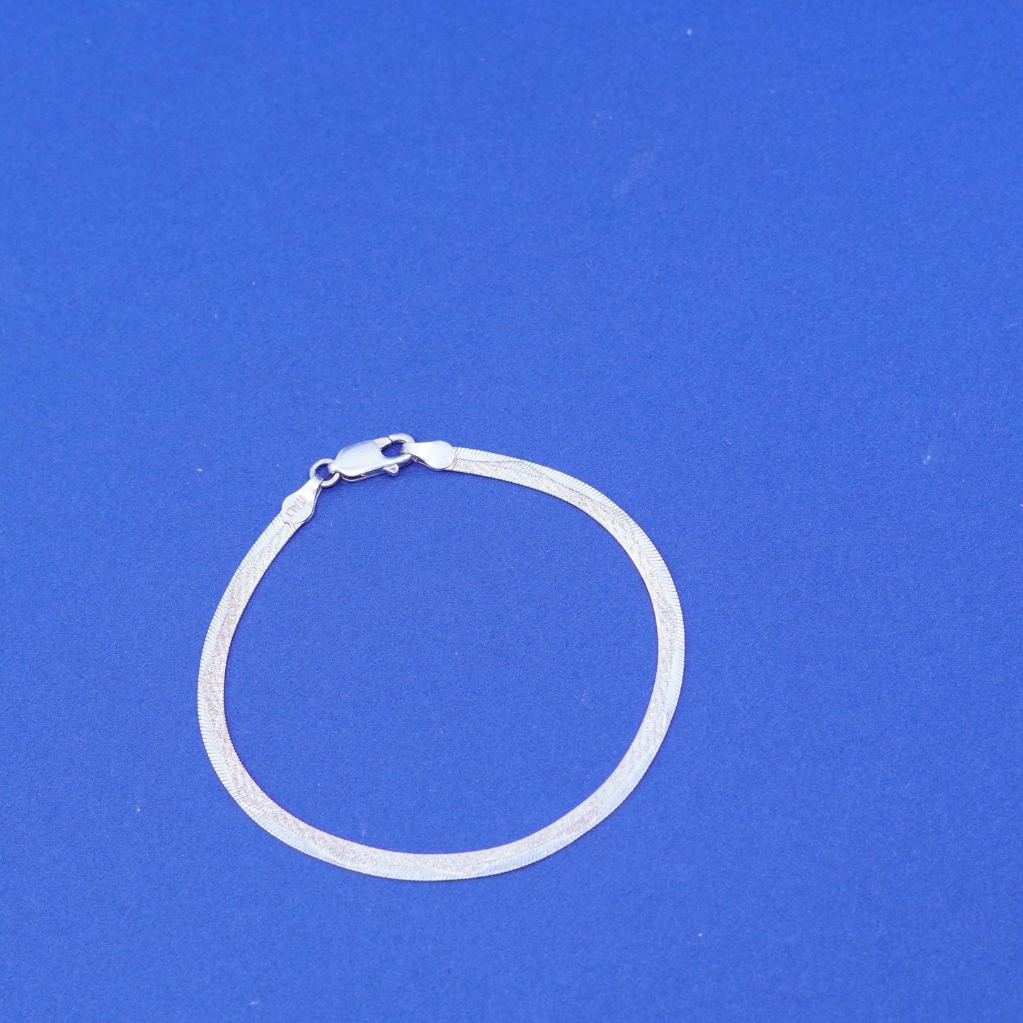 7.25”, vintage Sterling silver handmade bracelet textured 925 herringbone chain
