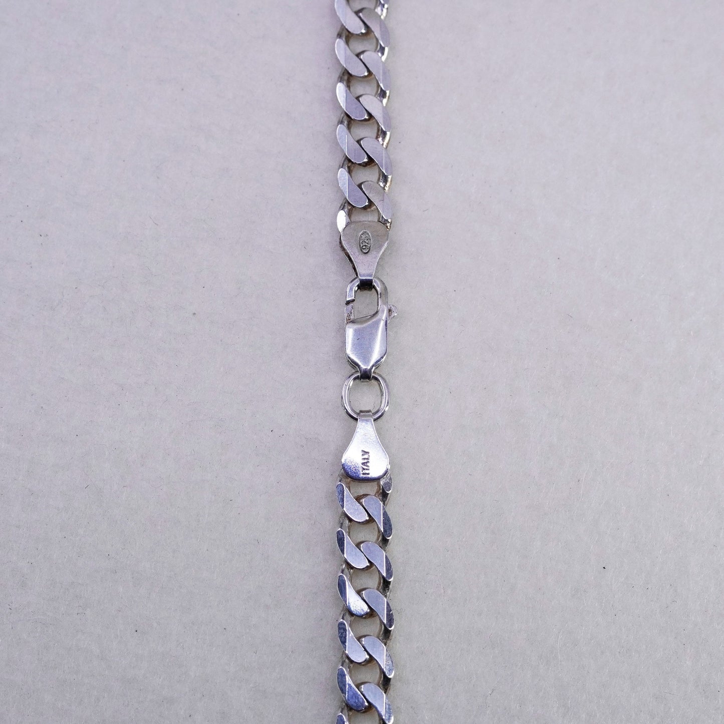 20” 7mm, vintage Italy Sterling 925 silver flatten curb chain necklace